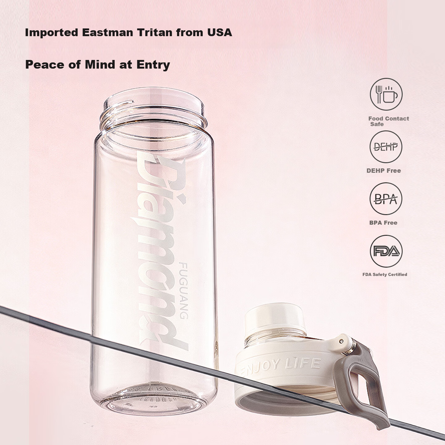 FGA Fugang Tritan Student Water Bottle Large Capacity Portable Cup Unisex Summer Outdoor Sports Direct Drinking Flask
