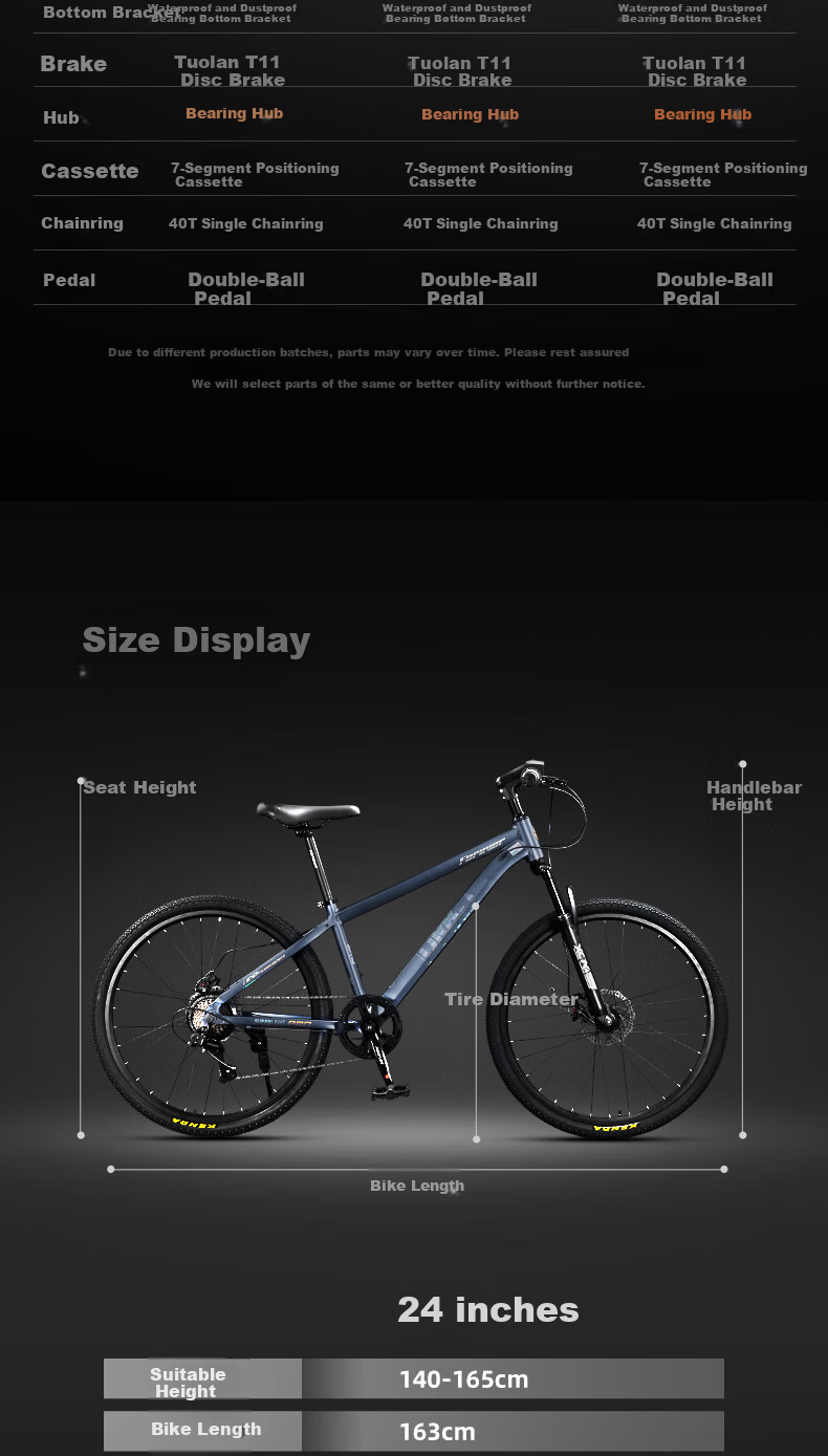 Forever 24-Inch Youth Mountain Bike Aluminum Alloy Shimano 7-Speed Disc Brake Adult Student Bicycle 6
