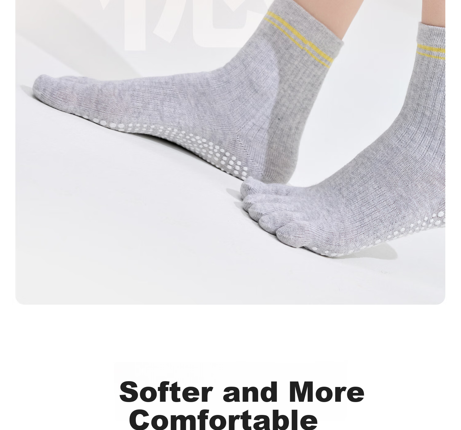 Yottoy Striped Yoga Socks Pilates Non-Slip Professional Women's Indoor Mid-Calf Five-Toe Sports Socks 2026 New Gray 8