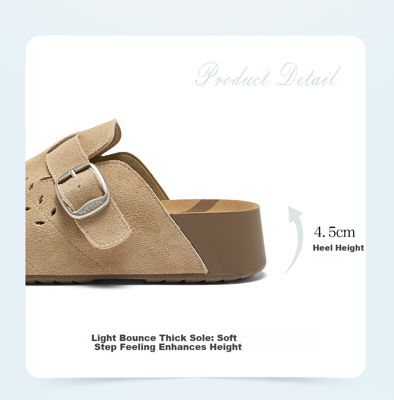 BASTO 26 Summer Birk Style Simple Fashion Retro Casual Women's Slippers D5006BH6 Apricot Size 38 8