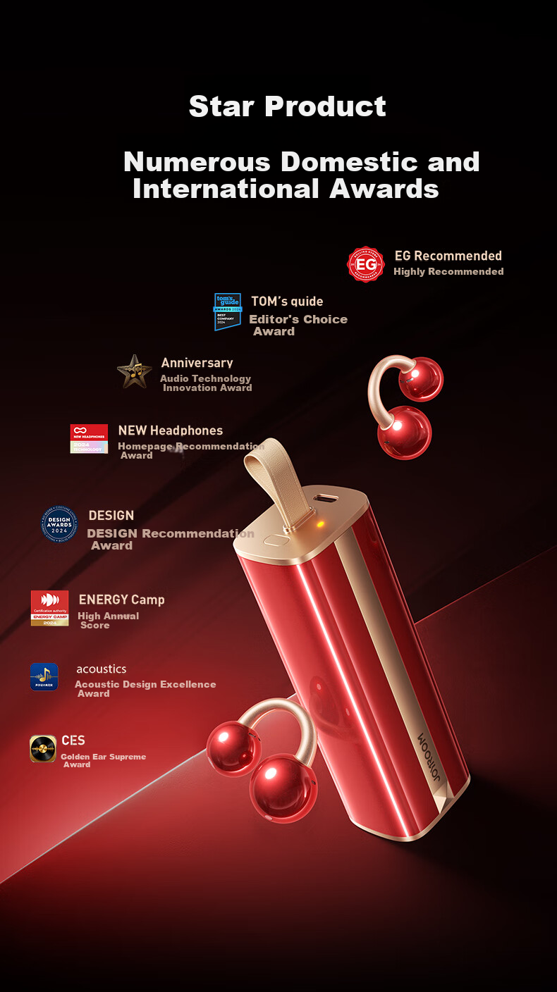 Joyroom OC3 Lipstick Bluetooth Earbuds Clip-On Bone Conduction Open-Ear Noise-Cancelling AI Office Translation Device Unisex Gift 11