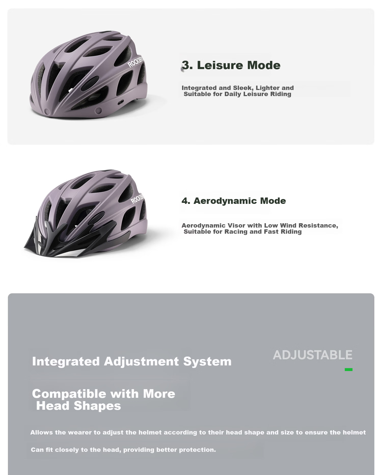 Rockbros Bicycle Helmet with Visor Integrated Road Mountain Bike Safety Helmet Unisex Petal L 20