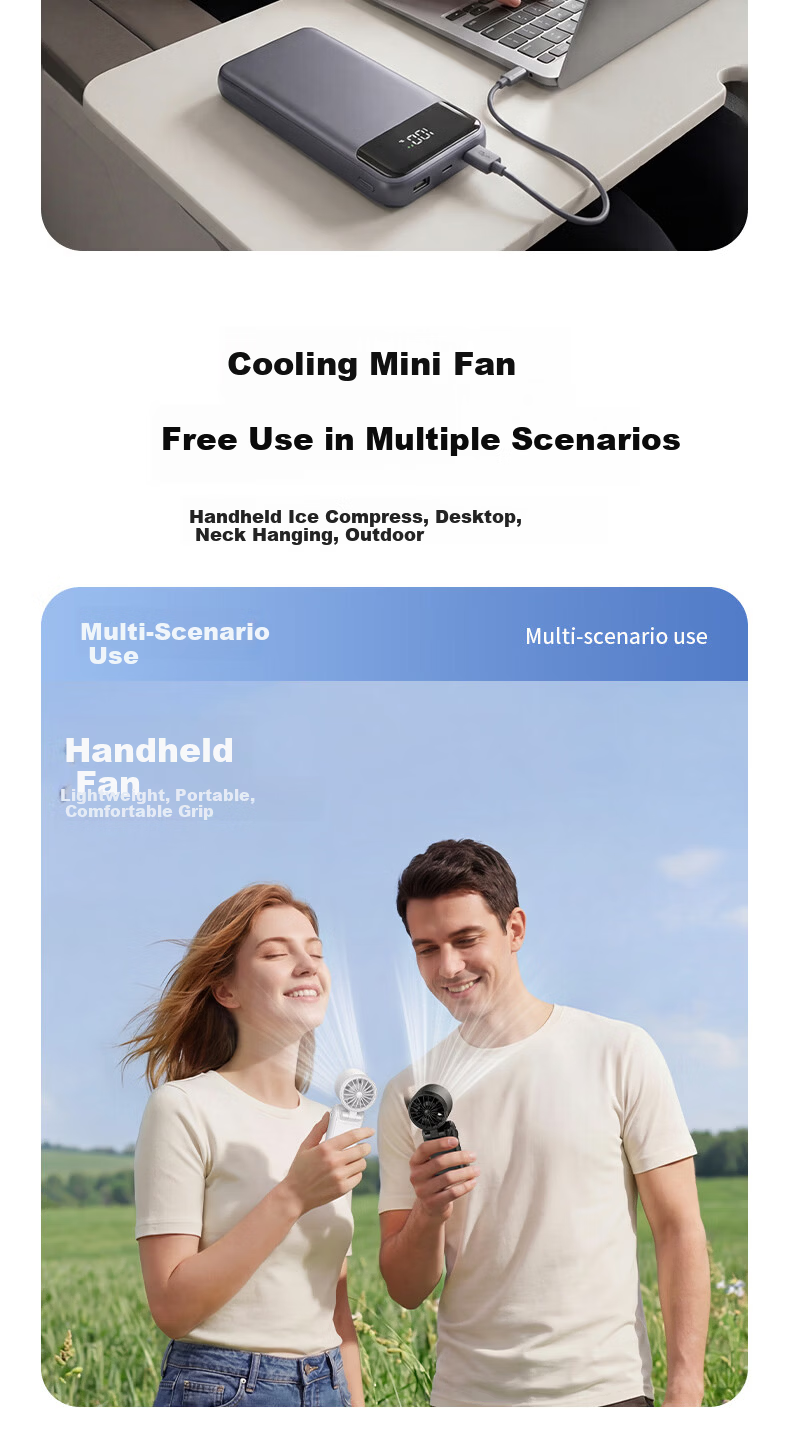 AUX Portable Mini Folding Air Conditioner Handheld Small Fan USB Rechargeable Silent Office Cooling Device 13