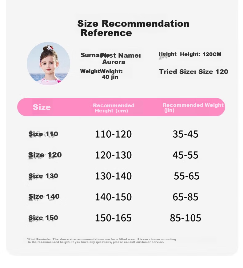 F.DYRAA & Hellokitty Girls' Two-Piece Sun-Protective Swimwear Set A-Class KC522C0062H Pink Size 130 11