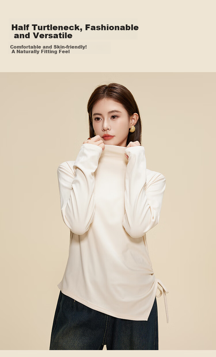 Ordifen Women's Long Sleeve Slim Fit High Elasticity Antibacterial Anti-Pilling Base Layer T-Shirt Autumn Winter Black L 4