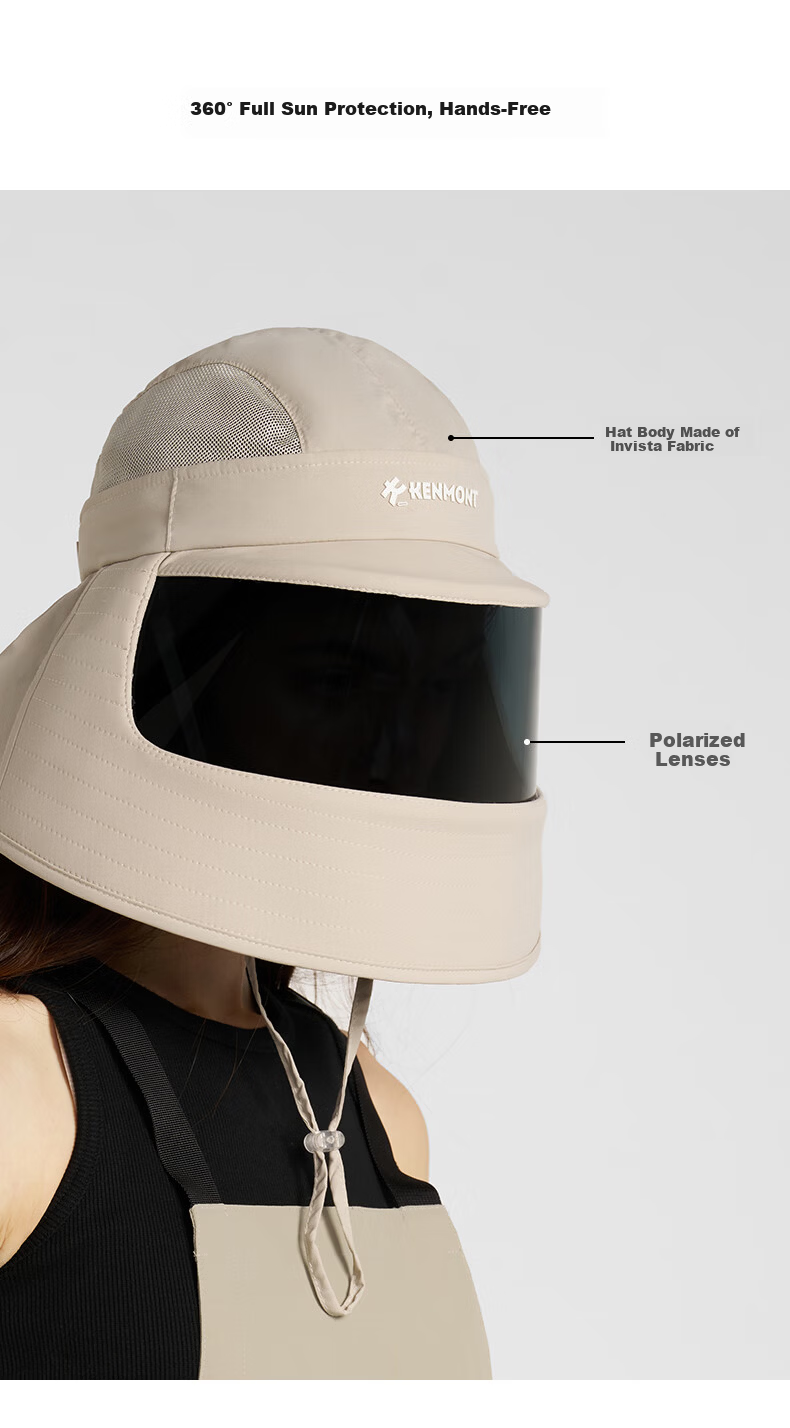Kenmont All-in-One Medical Aesthetic Sunscreen Hat for Women UV Protection Breathable Full Face Sun Hat with Neck Guard 6130 8