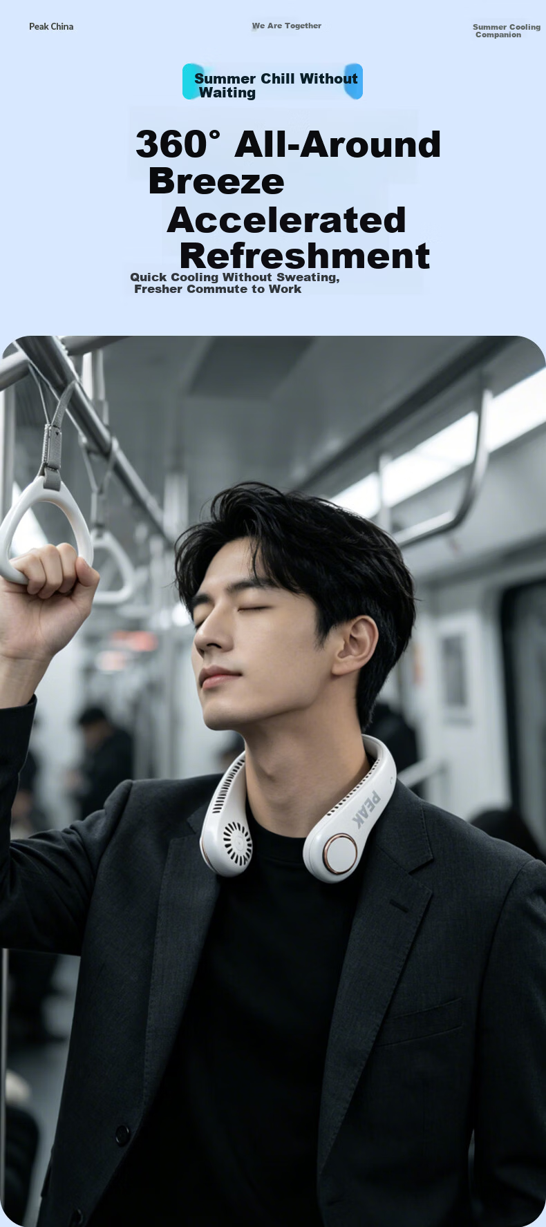 PEAK [Million-Selling | Semiconductor Cooling] Neck-Hanging Fan Cooling, 2026 New Model with Ultra-Long Battery Life, Waist-Hanging Small Outdoor Portable Quiet Fan, Neck-Hanging Style 12
