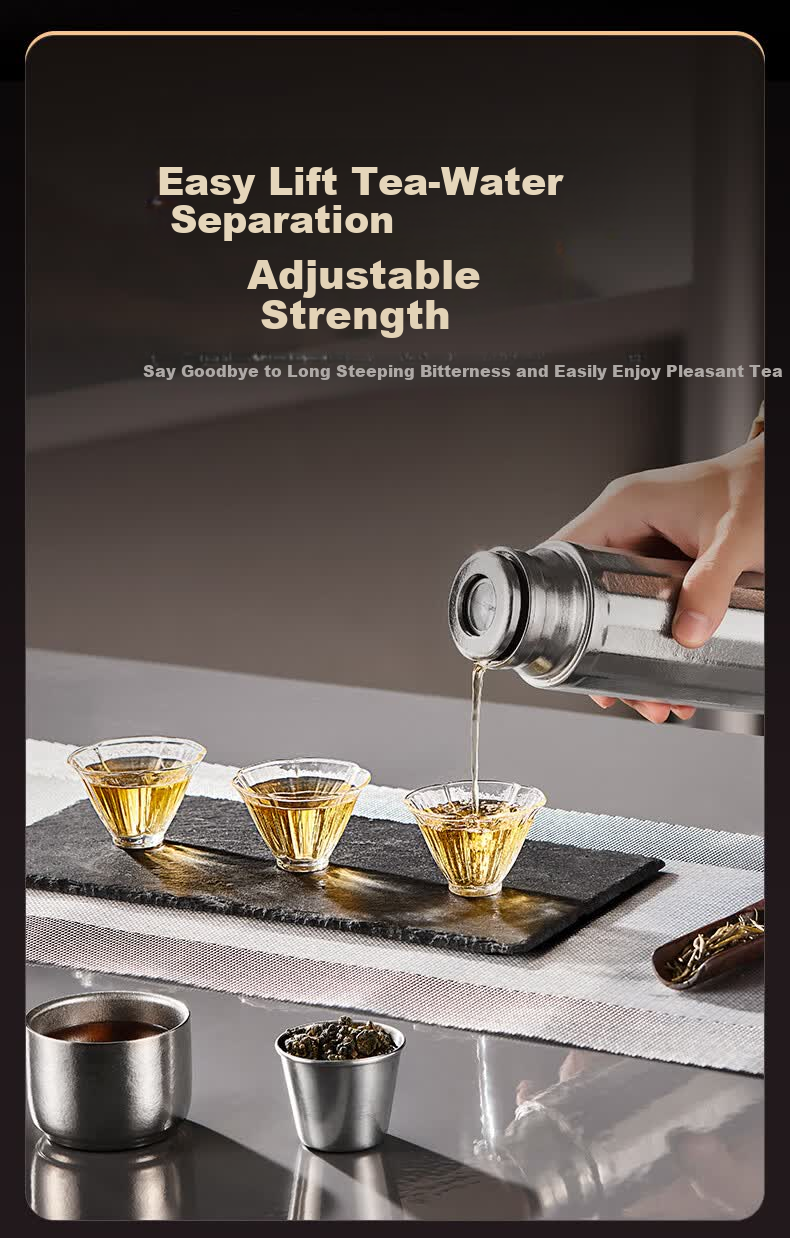 Alluflon Pure Titanium Insulated Tea Infuser Cup High-End Tea Steeping Cup Tea Water Separation Health Preservation Gift Titanium Cup Ice Flower Silver 9