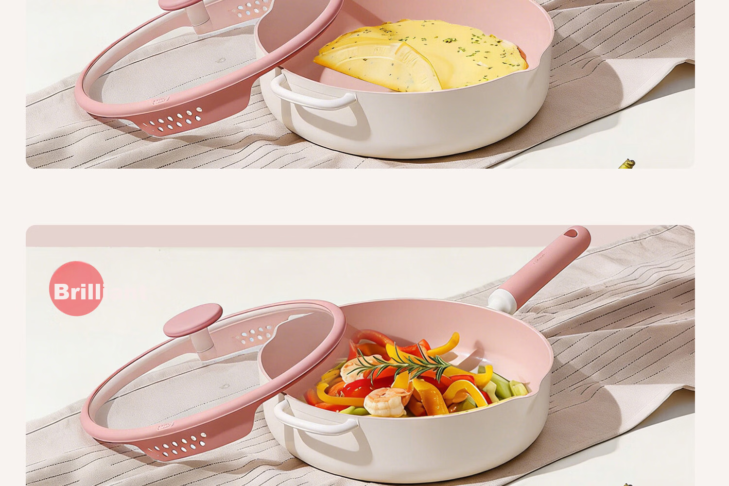 Carote Ceramic Non-Stick Frying Pan Wok 32cm, Household Induction Gas Stove Compatible, Fluorine-Free Coating 14