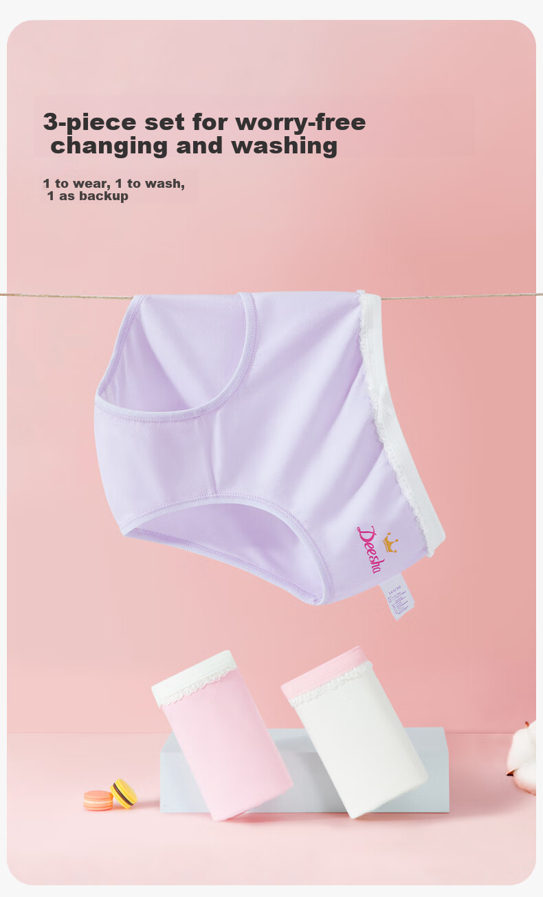 DEESHA [7a Antibacterial] Girls' Children's Briefs Youth Teen Triangle Shorts 8