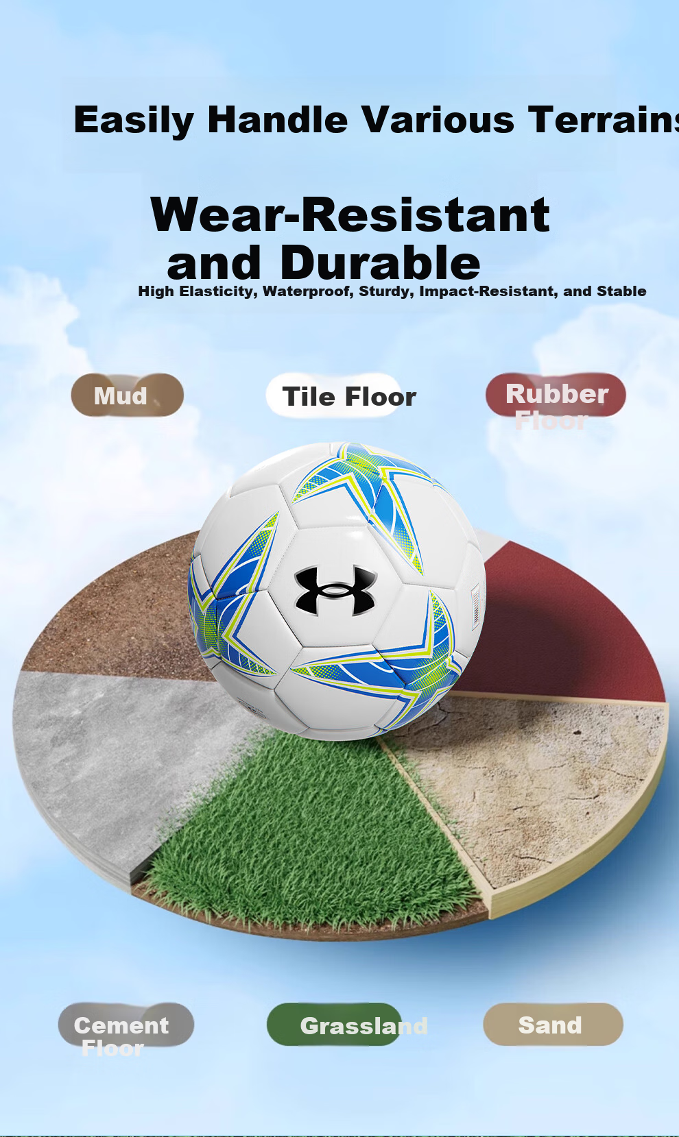 Under Armour Size 5 Adult Soccer Ball for Middle School Youth Standard Professional Match Training Exam Student Gift 7