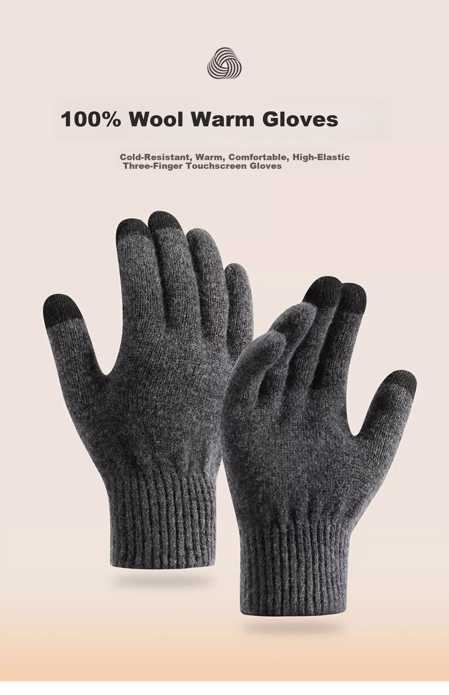 Hengyuanxiang Men's Thermal Cycling Gloves Winter Outdoor Wool Fleece Thickened Anti-Frost Gloves Birthday Gift 1