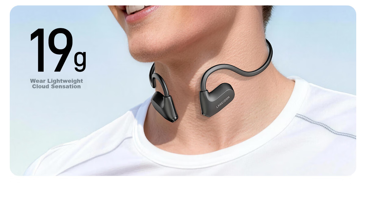 Langston Bluetooth Open-Ear Wireless Bone Conduction Headphones Sports Running Cycling Non-In-Ear Earphones Compatible with Apple BE25 Lilac Purple 6