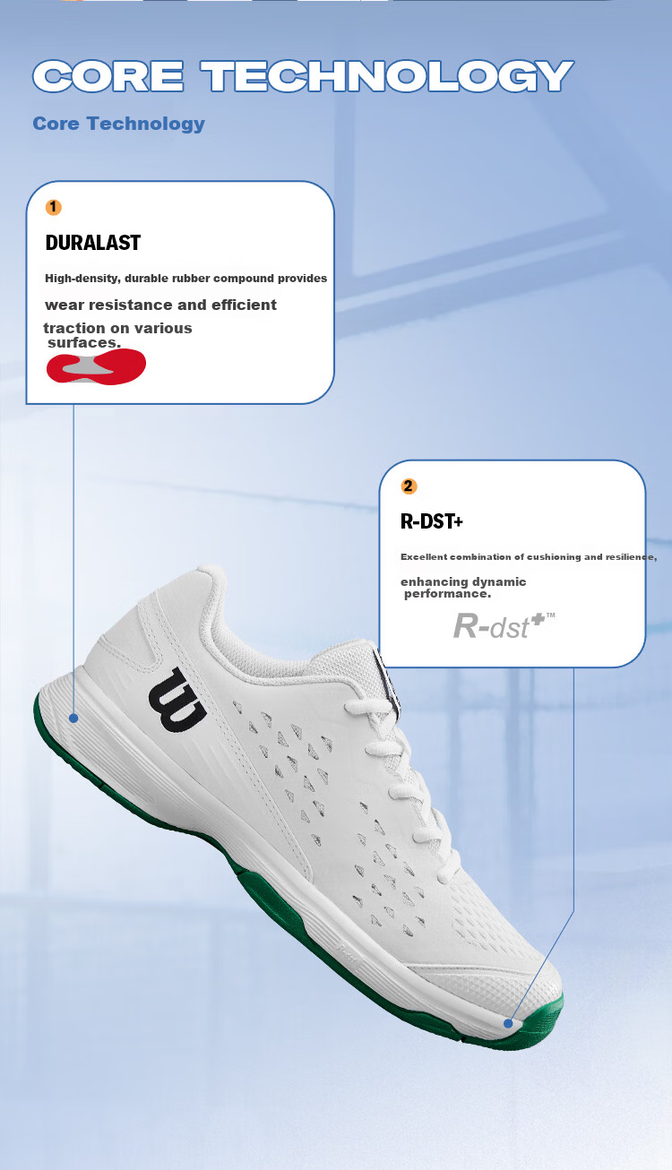 Wilson Rush Pro JR L Youth Comfortable Breathable Professional Tennis Shoes 3