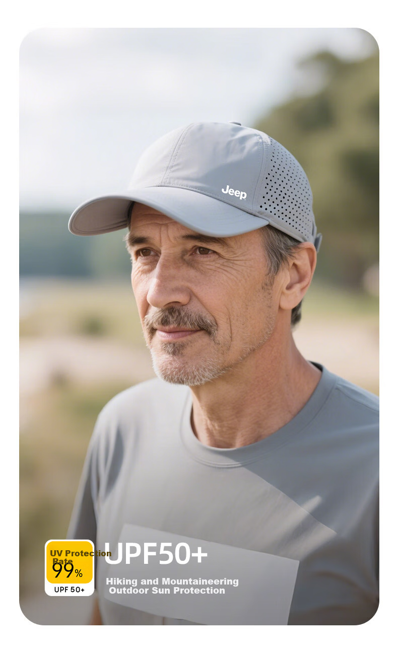 JEEP Men's Dad Hat, Summer Breathable Sun Protection, Elderly Baseball Cap, Quick-Drying Sunshade for Middle-Aged 12
