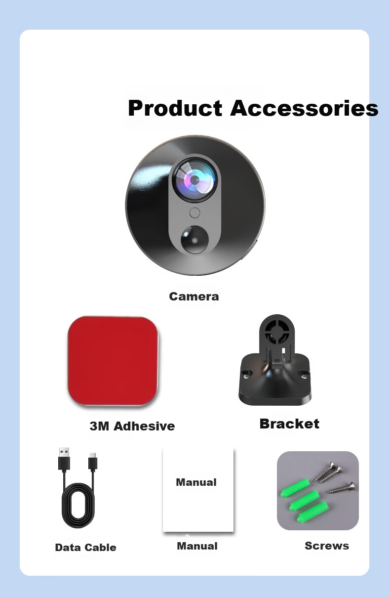 Leiwei Wireless Battery-Powered Home Camera WiFi Remote Monitoring 360° Panoramic Night Vision Mini HD Micro Video Recording Device 6