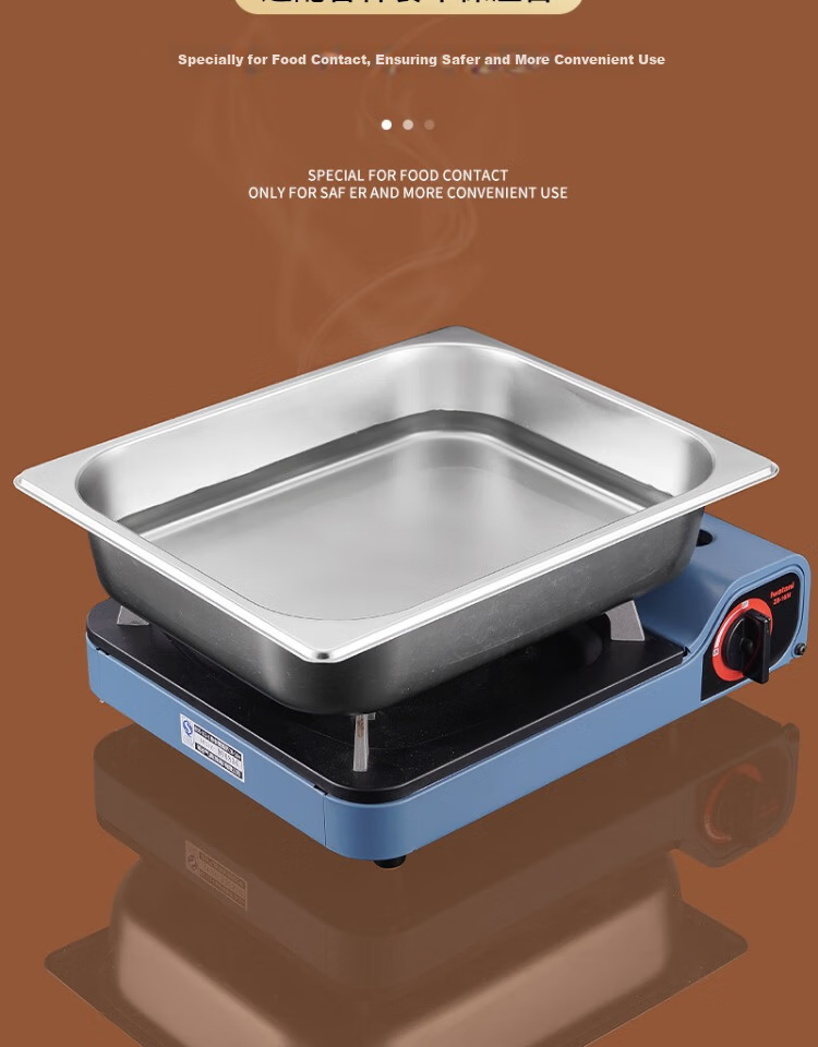 Vinas Stainless Steel Commercial 1/2 Size Buffet Serving Bowl 10cm Canteen Food Serving Bowl Without Lid 14