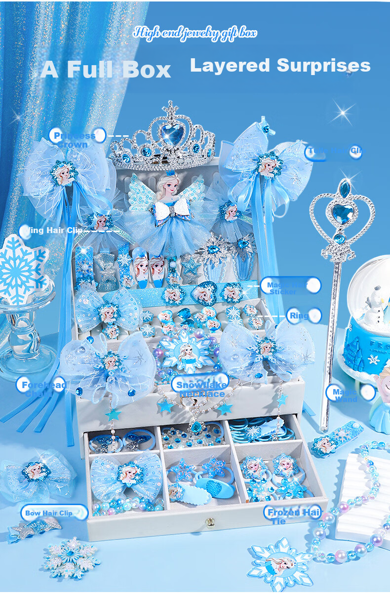 Starry Bubble Galaxy Elsa Princess Toy Children's Day Gift Girls Birthday Gift 6-10 Years Elsa Girls Jewelry Set 6