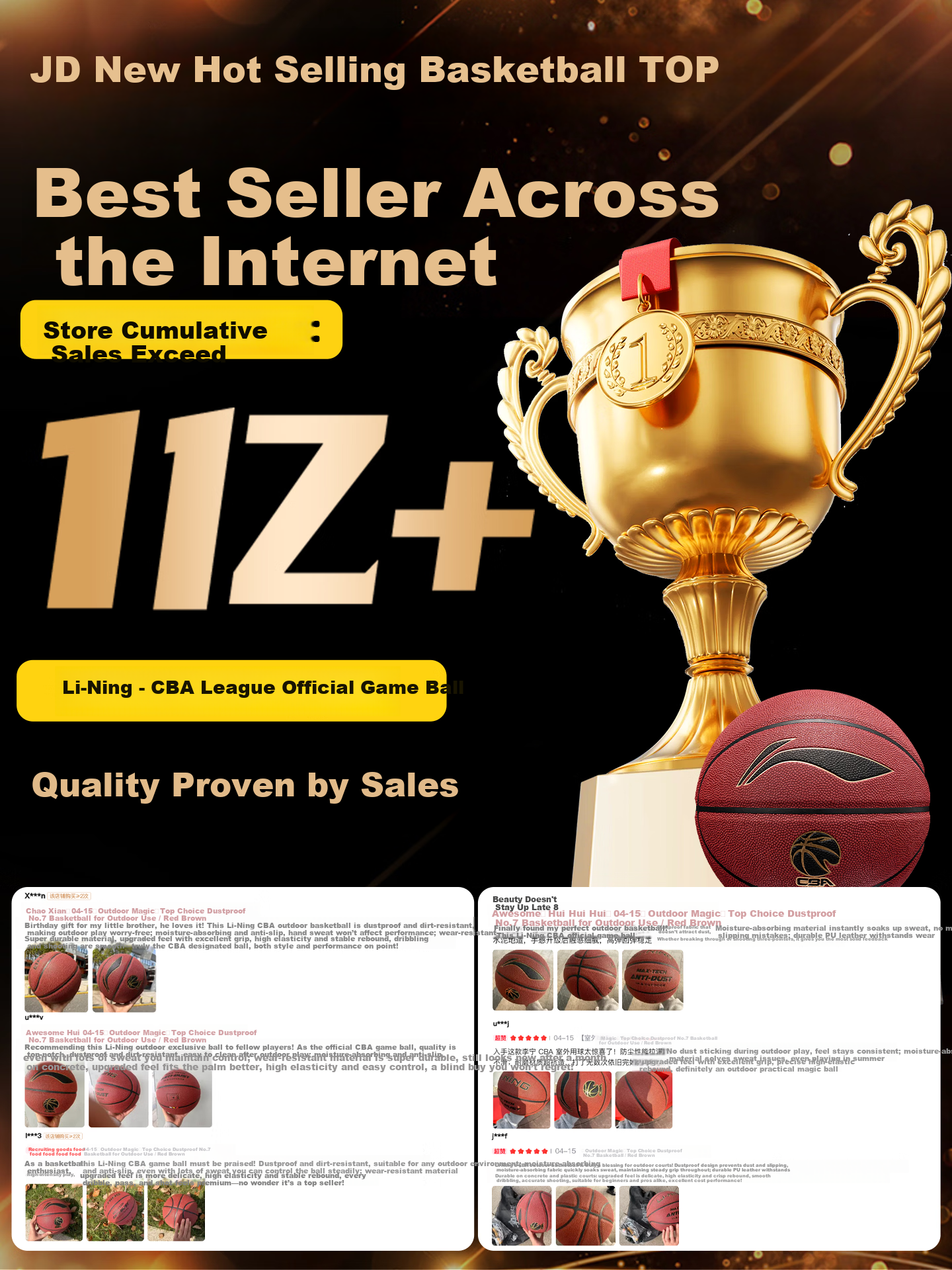 LI-NING Basketball No.7 Outdoor Dustproof Moisture-Absorbent Wear-Resistant Non-Slip Adult Student CBA Official Match Ball 093-1 1