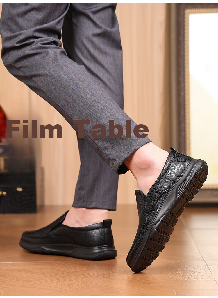 Hengyuanxiang Men's Fashion Business Casual Leather Slip-On Shoes XB13007 Black Size 41 17