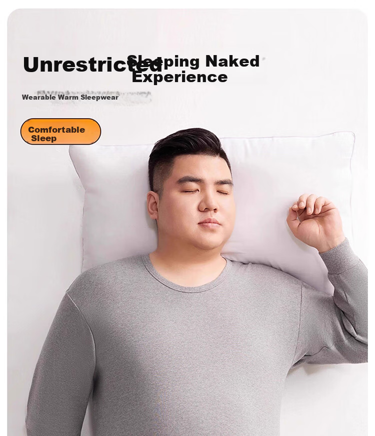 Me feeling Men's Plus Size Cotton Thermal Underwear Set Loose Thin Cotton Sweater Autumn Winter 8