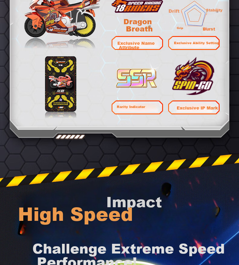 IDoon Soogoo Motorcycle Boys Birthday Gift Toy Set Inertia Car with Track - High Power 9