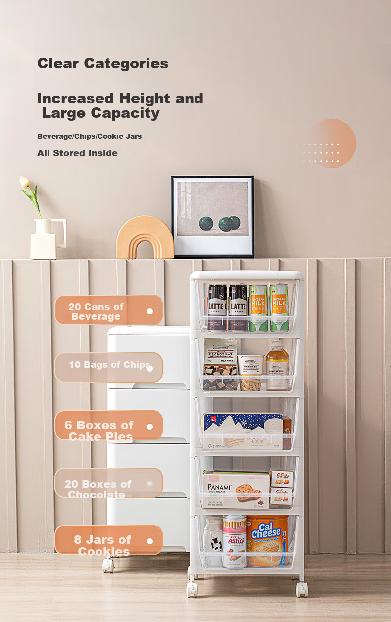 JEKO&JEKO Drawer Storage Cabinet Bedside Cabinet Storage Cabinet Children's Wardrobe Storage Cabinet Storage Box Gap Cabinet 3 Layers 5