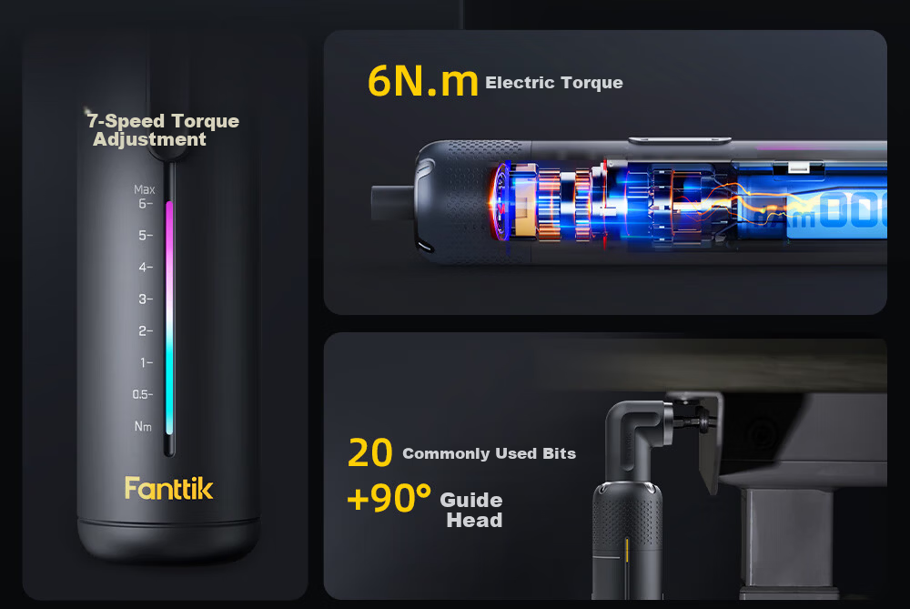 Fanttik S2 Pro Straight Handle Electric Screwdriver Multifunctional 7-Speed Adjustable Household Furniture Assembly Screwdriver 7