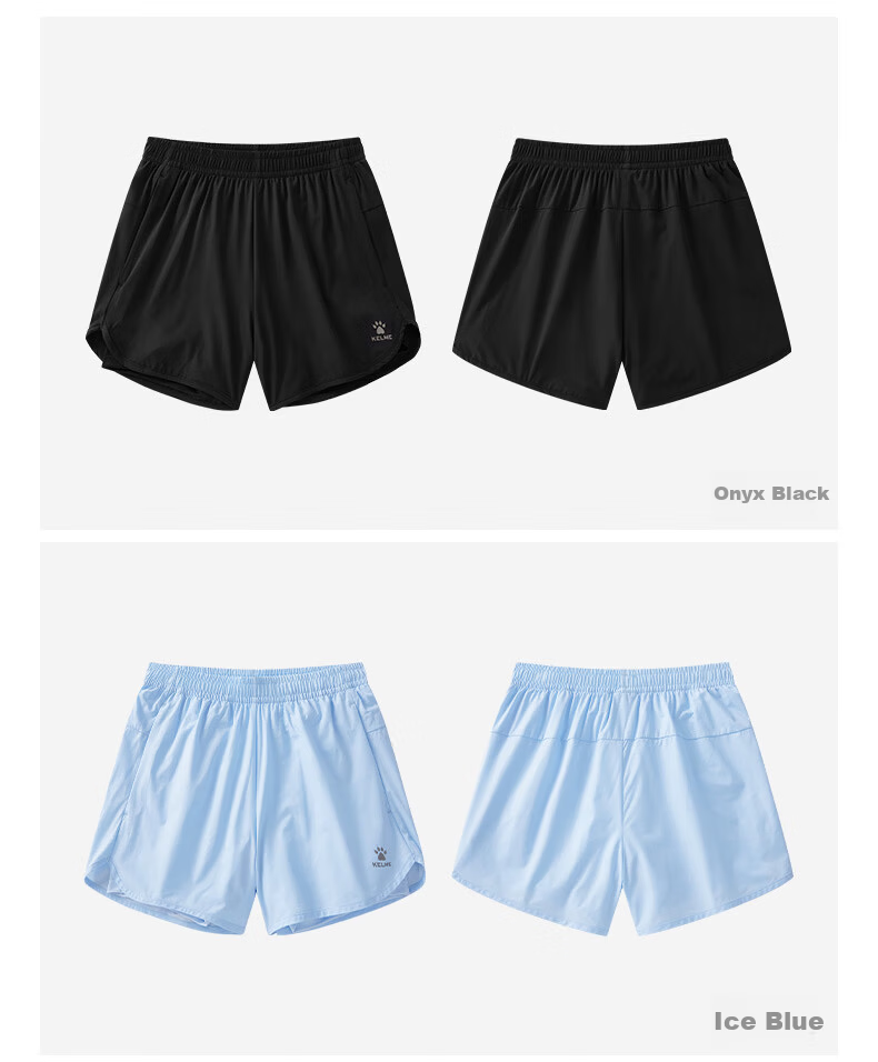 KELME Women's Quick-Dry Running Training Anti-Exposure Fake Two-Piece Sports Shorts Agate Black L 27