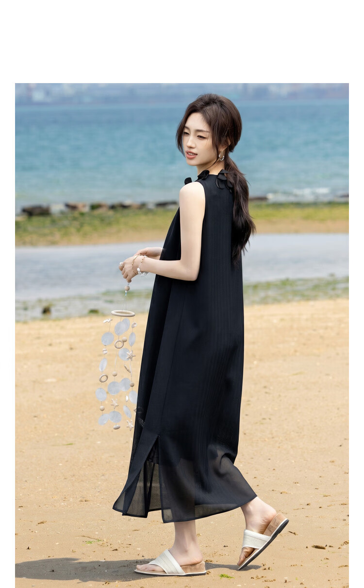 Demana Elegant Goddess Summer French Vacation Style Petal Collar Sleeveless A-Line Slim Dress for Petite Women 11