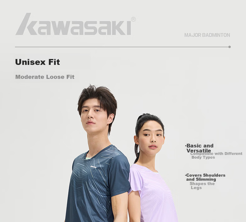 KAWASAKI New Badminton Shirt Unisex Professional Quick-Dry Competition Jersey Sky Blue S 9