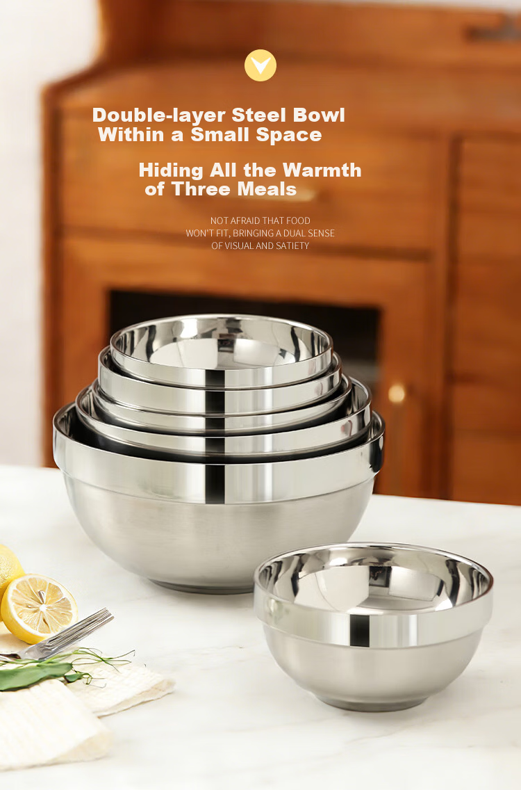 Shengjia 316 Stainless Steel Double-Layer Insulated Anti-Scald Bowl 11.5cm for School Canteen Hotel 316 Double-Layer Bowl [Jing Warehouse] 11
