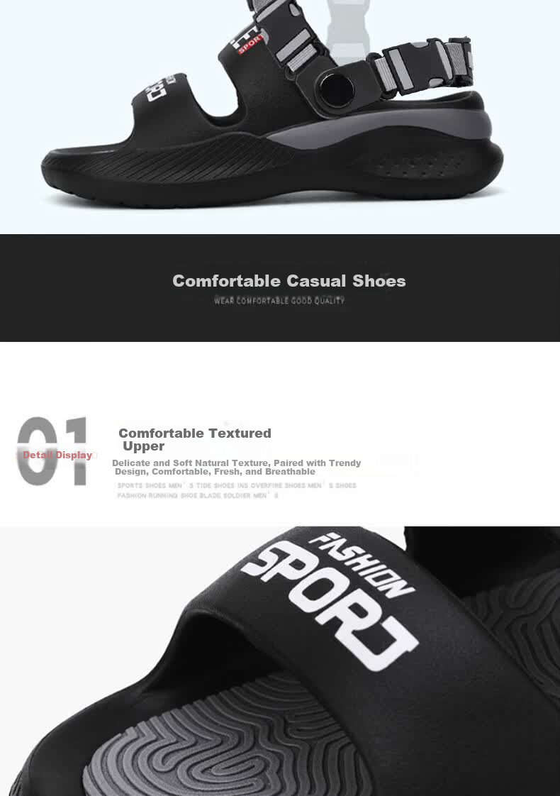 FOOTOPPO Men's Outdoor Dual-Purpose Sandals Beach Shoes Thickened Slippers Summer Non-Slip Sports Sandals 5