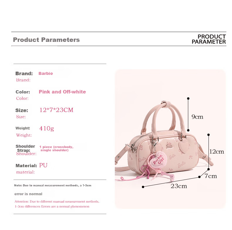 Barbie 2026 New Shoulder Bag Women Crossbody Handbag Bowling Bag Best Friend Student Daily Gift 520 Valentine's Day 1