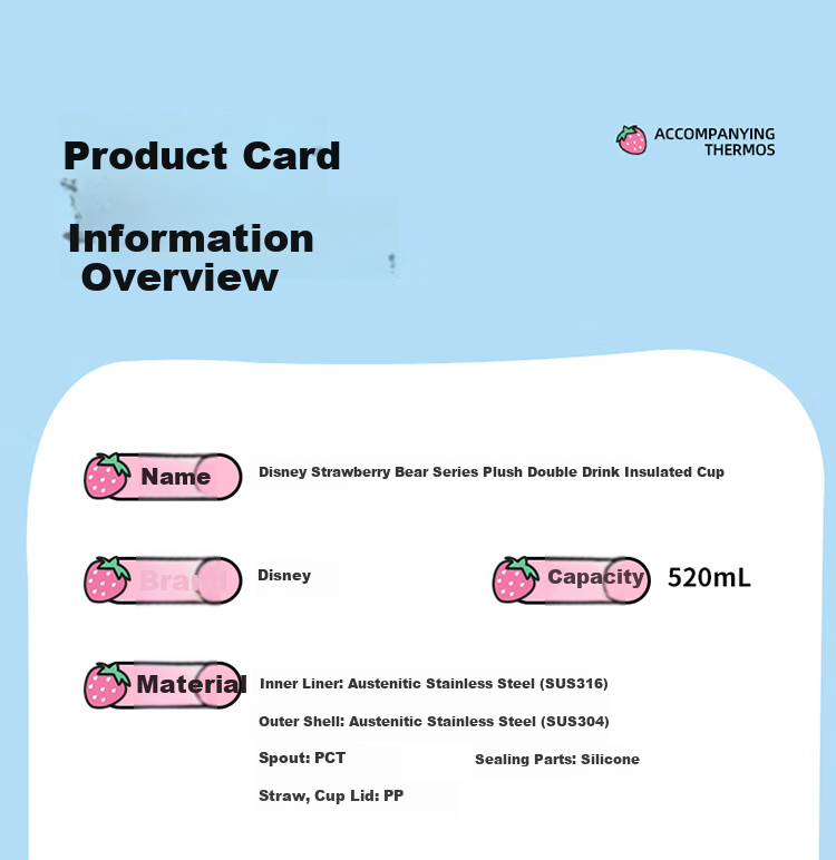 Disney Insulated Straw Water Bottle for Women 316 Stainless Steel High-Quality Student Kids Portable 520mL Mickey 16