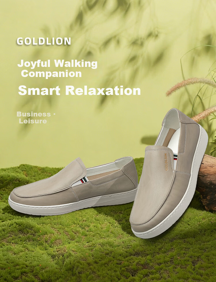 Goldlion Men's Shoes 26 Spring New Business Casual Lightweight Comfortable Slip-On Leather Shoes G527610440LLB Blue Size 39 1