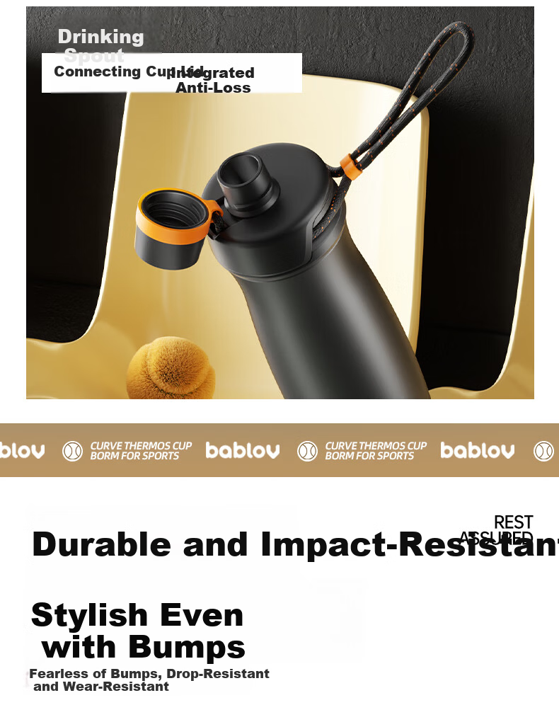 BABLOV Huaban Sen Insulated Water Bottle Portable Sports Water Cup for Men and Women High-Value Student Gift Thermal Flask 2