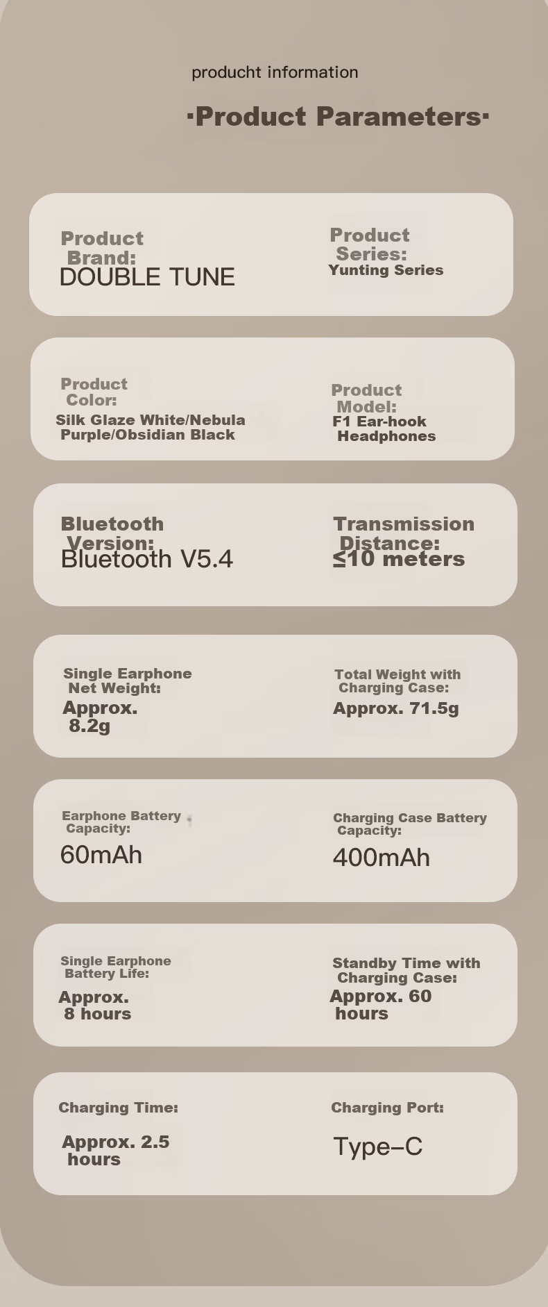 DOUBLE TUNE Cloud Listening Series F1 DT Clip-On Bluetooth Earphones Bone Conduction Open Wireless Headphones for Apple Huawei Xiaomi Obsidian Black 10