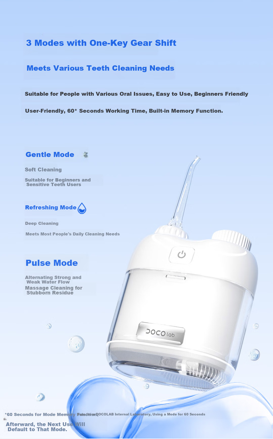 DOCO LAB Electric Oral Irrigator Portable Orthodontic Water Flosser Ultrasonic Teeth Cleaner Tartar Remover Dental Water Jet Tooth Washer Birthday Gift for Girlfriend Boyfriend 7
