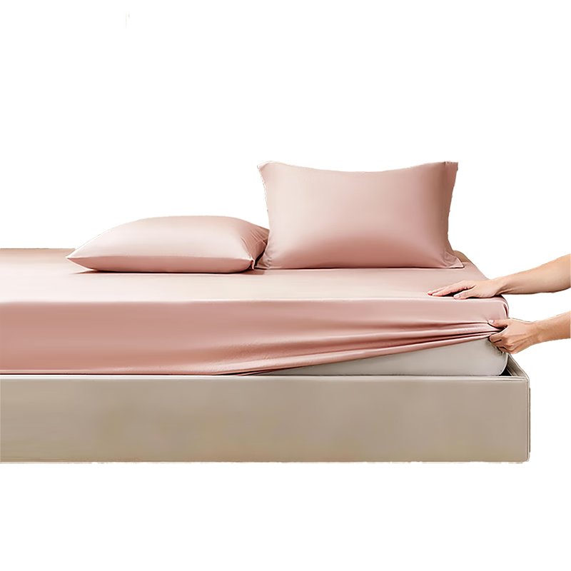 Fuanna Fitted Sheet 100-Thread Count Long-Staple Cotton Single Piece Mattress Protector Non-Slip Dustproof 120×200cm Pink