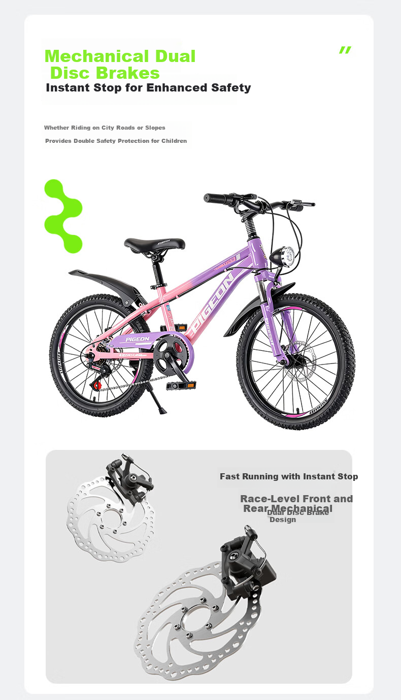 Feige Children's Bicycle TuoJie-T6 Mountain Bike Boys and Girls Student Pedal Bike Kids Bike Xingmang Pink Purple 7-Speed 20 Inch 10