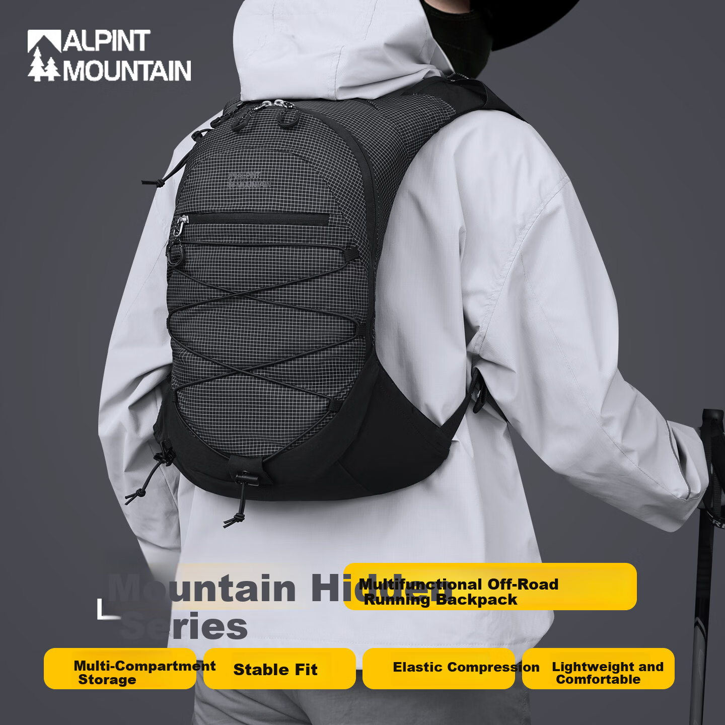 ALPINT MOUNTAIN Elmont Multifunctional Backpack Outdoor Sports Hiking Cycling Mountaineering Trail Running Backpack for Men