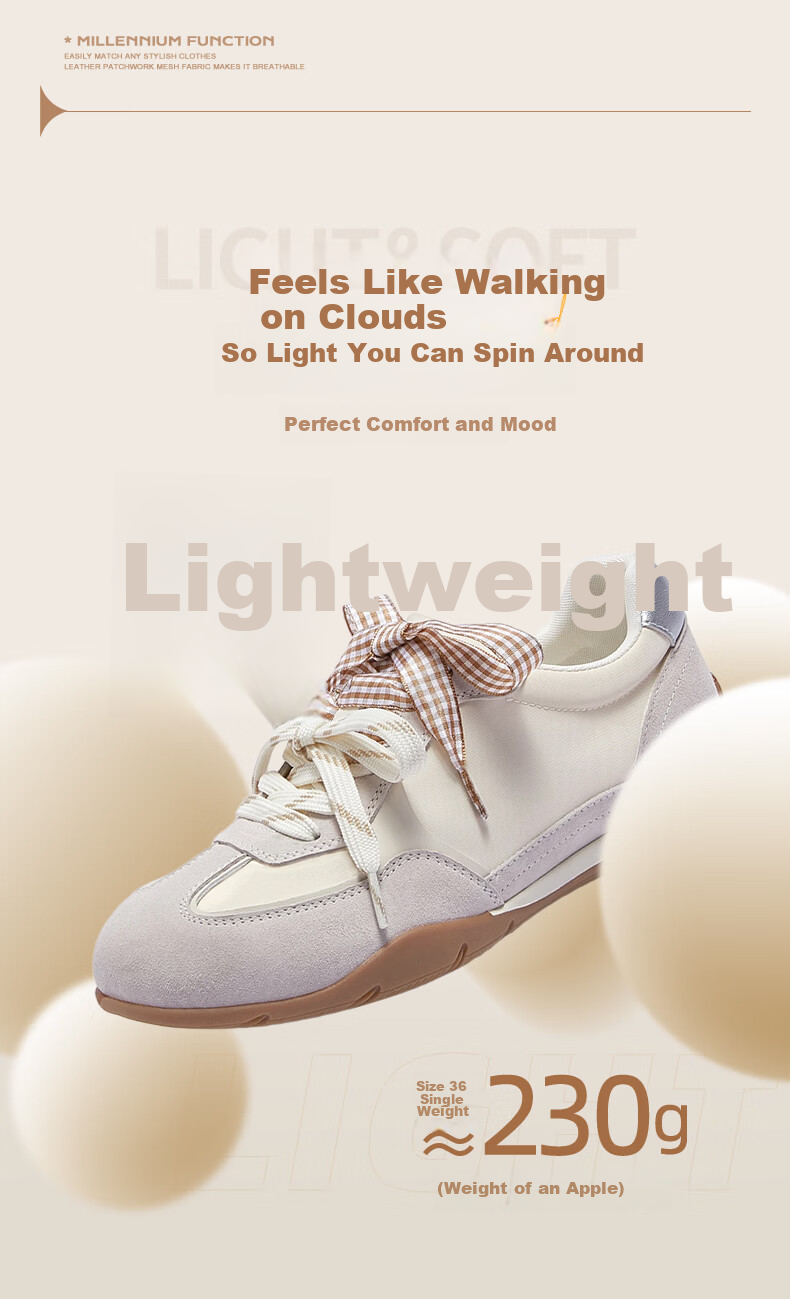 CAMEL Women's Retro Sweet Style Lightweight Comfortable Casual Sneakers L26S577186 Purple Size 35 6