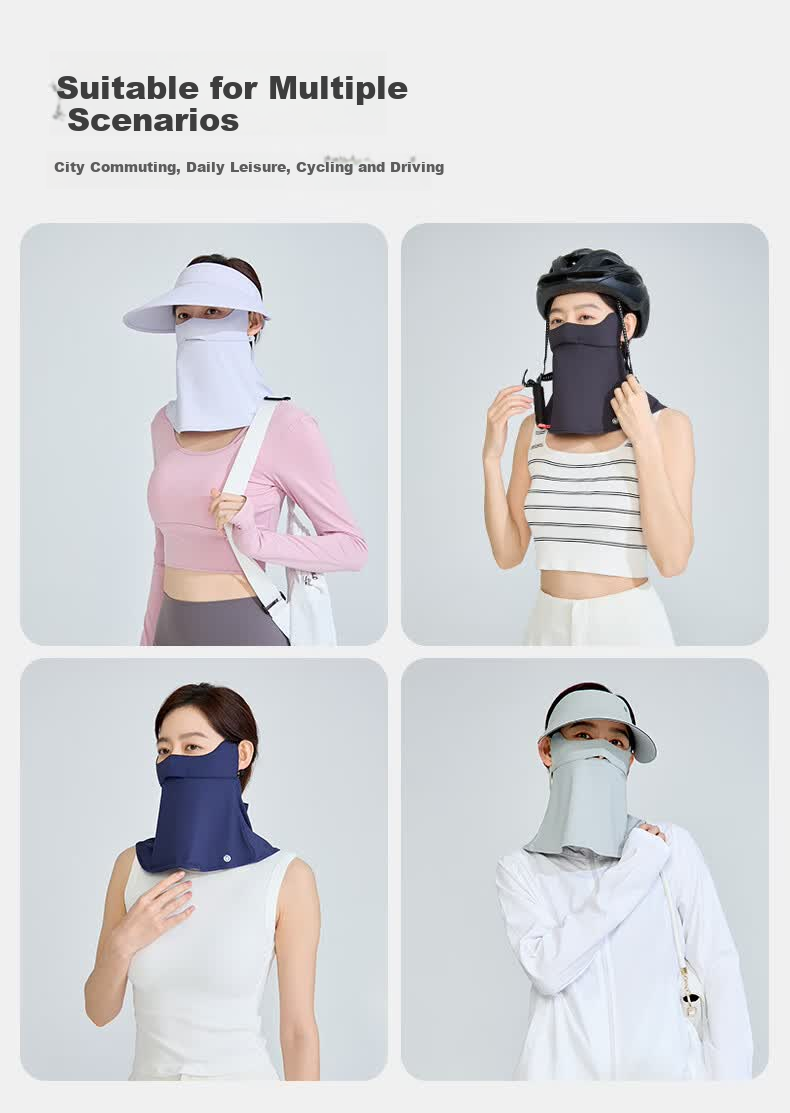 UV100 Taiwan Summer New UV Protection Face Mask Cycling Neck Guard Sunshade Sunscreen Mask 24503 Dark Night Black 15