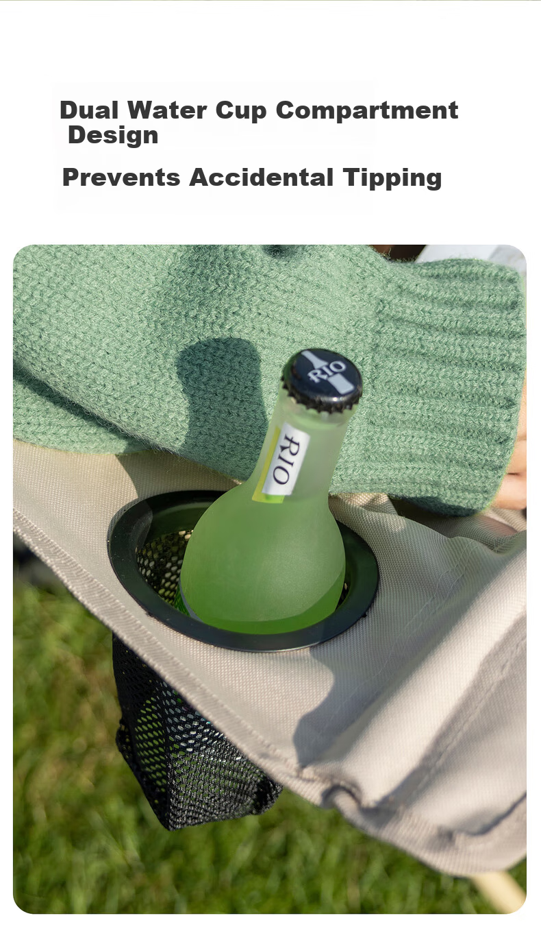Shanfei Nest Moon Chair Outdoor Folding Chair with Widened Armrests Portable Recliner Picnic Stool Nap Fishing Chair Khaki 13