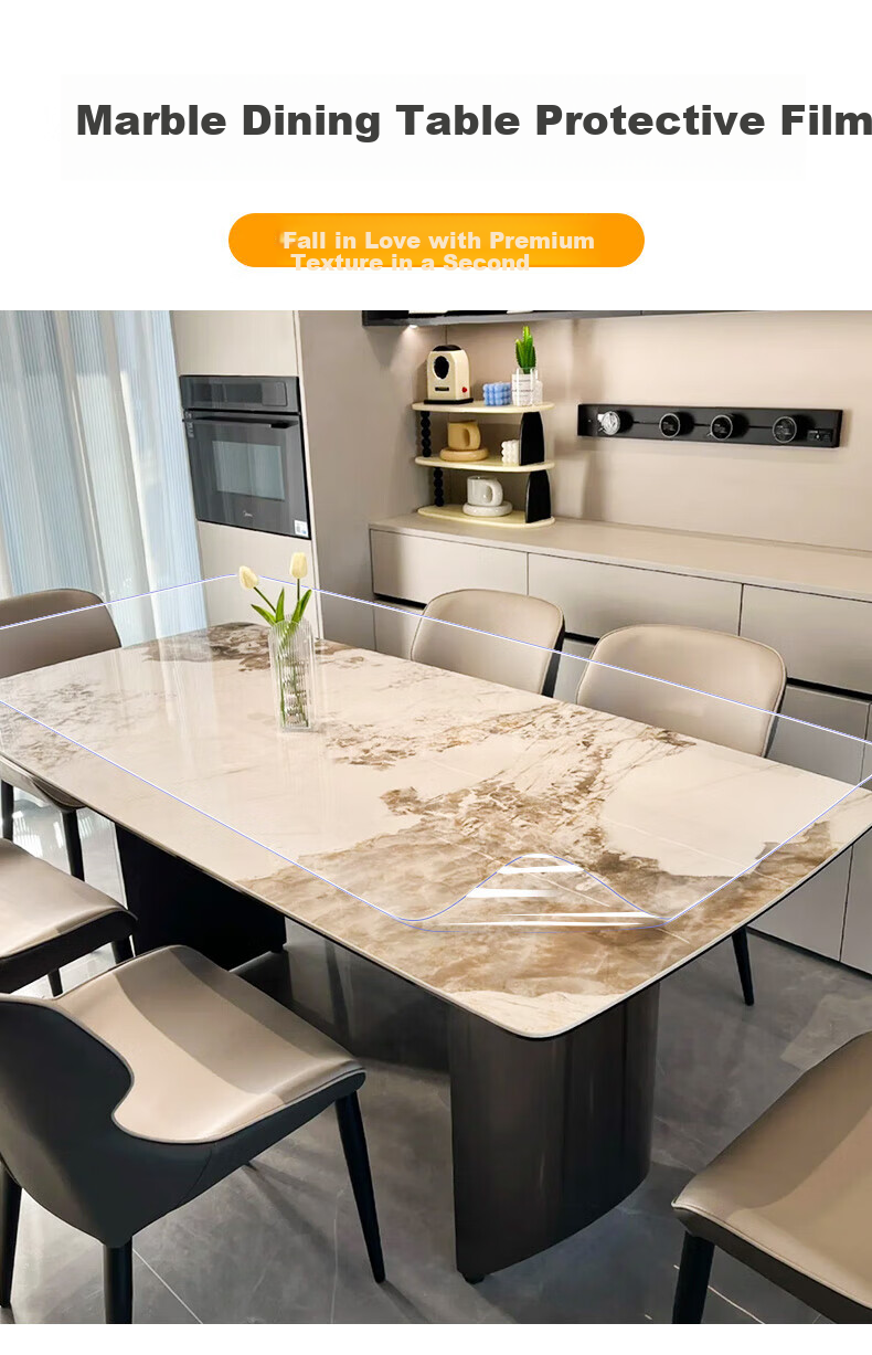 Xinuo Marble Table Protective Film High-Temperature Resistant Dining Table Rock Plate Furniture Protective Film Quartz Tabletop Transparent Heat-Resistant Sticker 2