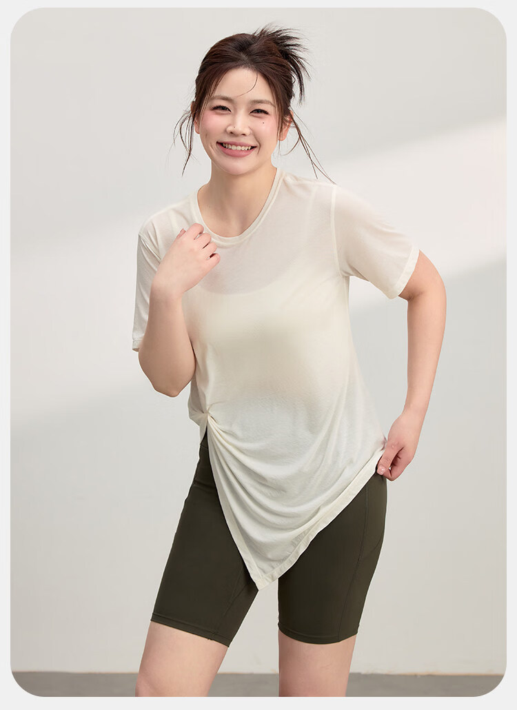 Borui Women's Summer Quick-Dry Sports Pullover T-Shirt Plus Size Yoga Fitness Short Sleeve Top 15