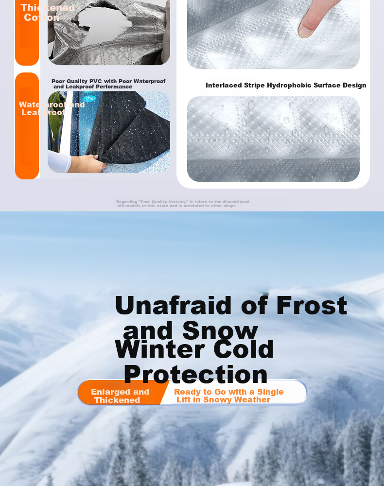TOKUSET Car Cover Winter Thickened Front Windshield Frost Snow Ice Protection Universal Hail Guard 1