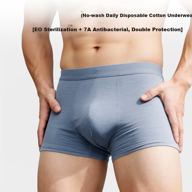 NolansenDi Men's Disposable Underwear EO Sterilized 100% Cotton 7A Antibacterial Travel Daily Use Boxer Briefs 5-Pack 2XL