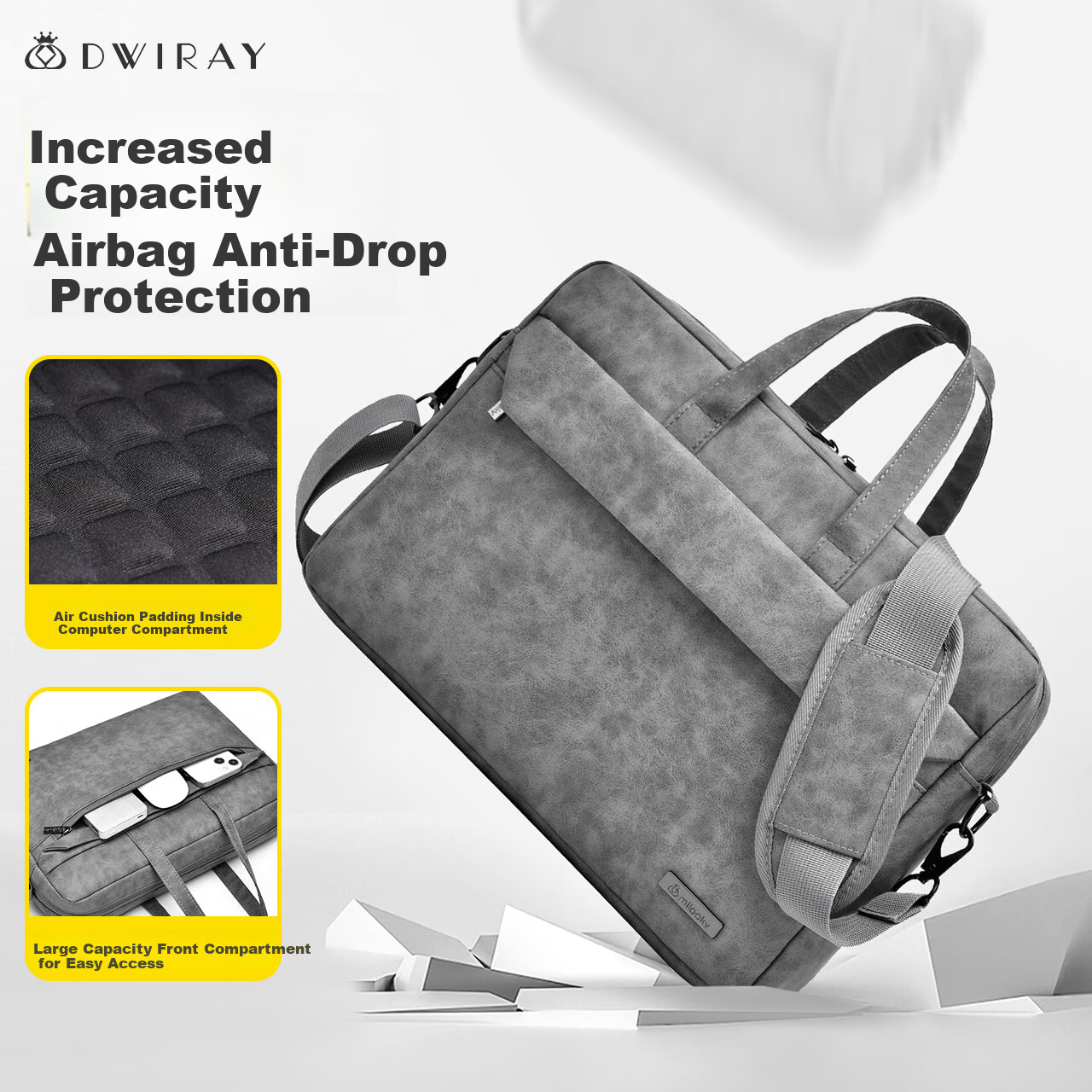 DiYi Workshop Laptop Bag Handheld Large Capacity 13-14 Inch Compatible with Huawei Apple MacBook Air Lenovo Commuter Water-Resistant Durable Stylish Briefcase